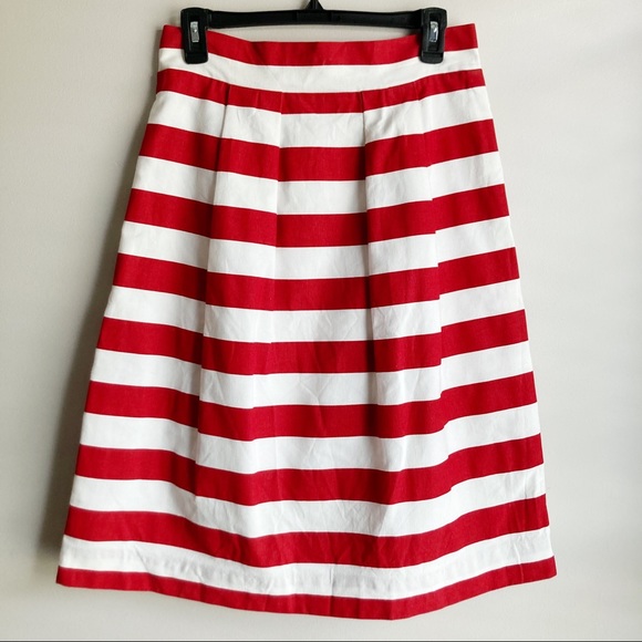Skirts Custom Midi Full Circle Red White Stripe Skirt